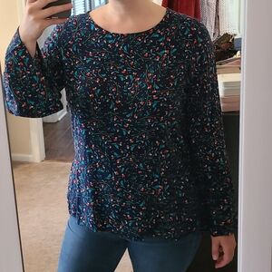 Bell Sleeve Long Sleeve Blouse